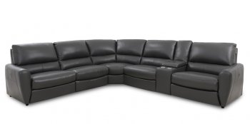 Sloan Power Motion Sectional Sofa Dark Gray Leather by Beverly [BHSS-Sloan Dark Gray]