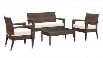 Stride Patio Sofa 4Pc Set in Brown/White by Modway [MWOUT-Stride]