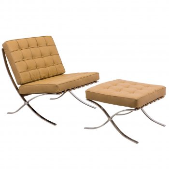 Bellefonte Chair & Ottoman BR30LBRL in Light Brown by LeisureMod [LMCC-BR30LBRL-Bellefonte Lt Brow]