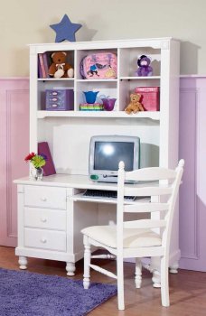 Pottery 875W Writing Desk w/Hutch in White by Homelegance [HEOD-875W Pottery White]