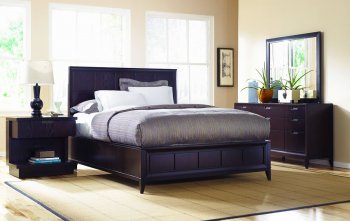 Dark Wood Finish Contemporary Bedroom w/Optional Casegoods [MCBS-735 Nikka]