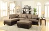 F7603 Sectional Sofa w/Ottoman by Boss in Tan Linen Fabric