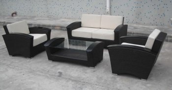 Chocolate Whicker Modern 4Pc Two-Tone Outdoor Sofa Set [THOUT-GW0045SET]