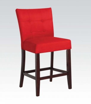 Baldwin Counter Height Chair Set of 2 in Red Microfiber by Acme [AMBA-16830 Baldwin]