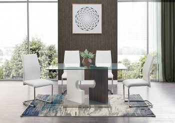 D219DT-GR Dining Set 5Pc by Global w/D41DC-WHT Chairs [GFDS-D219DT-GR-D41DC-WHT]