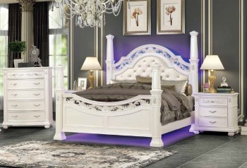 Valentina Bedroom Set 5Pc in White w/LED Lights [ADBS-Valentina White]