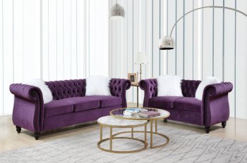 Thotton Sofa LV00340 in Purple Velvet by Acme w/Options [AMS-LV00340 Thotton]