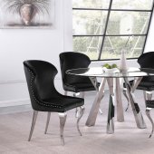 Alaia Dining Set 5Pc 190710 in Chrome by Coaster w/Black Chairs