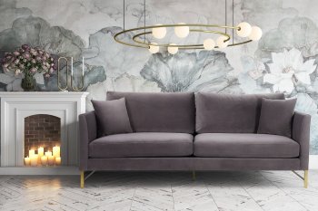 Massi Sofa TOV-S6166 in Grey Velvet Fabric by TOV Furniture [TVS-TOV-S6166-Massi Grey]