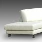 White Full Leather Modern Sectional Sofa w/Chrome Metal Legs