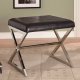 Black Vinyl Seat & Silver Tone Metal Base Modern Ottoman