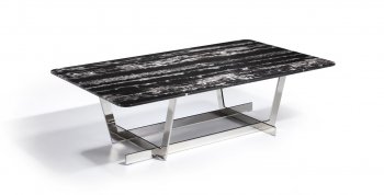 Carrara Marble Coffee Table by J&M w/ Chrome Base [JMCT-Carrara]