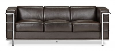 Espresso Full Leather Contemporary Living Room W/Tube Frame