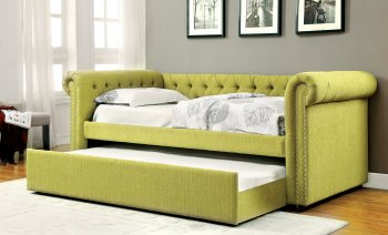 Leanna CM1027GR Daybed & Trundle Set in Green Fabric [FAB-CM1027GR-Leanna]