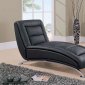 Black Leather Contemporary Chaise Lounger W/Metal Legs