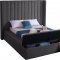 Kiki Upholstered Bed in Grey Velvet Fabric by Meridian