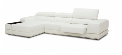 Chrysanthemum Mini Sectional Sofa 1576 in White Leather by VIG