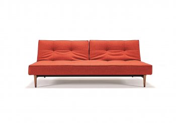 Splitback Sofa Bed in Orange w/Wood Legs by Innovation w/Options [INSB-Splitback-Wood-524]