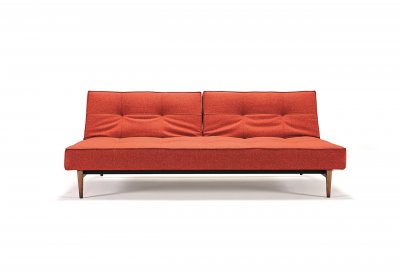 Splitback Sofa Bed in Orange w/Wood Legs by Innovation w/Options