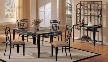 Glass Top & Metal Base Modern 5Pc Dining Set w/Options [CTCDS-DIN49220]