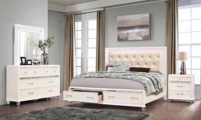 Sofia Bedroom Set 5Pc in Pearl White by Global w/Options