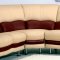 Two-Tone Leather Modern Sectional Sofa w/Chromed Metal Legs