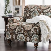 Amani Accent Chair SM8120-CH in Brown & Beige Patterned Fabric