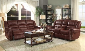 Center Hill Recliner Sofa 9668NSD in Saddle Brown by Homelegance [HES-9668NSD-Center Hill]