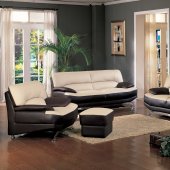 Saddle & Brown Two-Tone Full Bonded Leather Modern Sofa