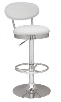 White & Chrome Finish Set of 2 Barstool w/Adjustable Height