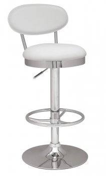 White & Chrome Finish Set of 2 Barstool w/Adjustable Height [CYBA-0377-BS-WHITE]