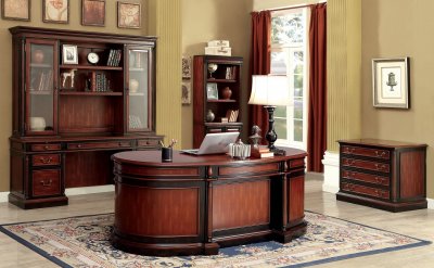 Strandburg CM-DK6255DO Office Desk in Cherry & Black w/Options