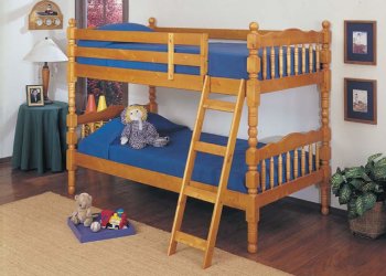 Contemporary Kid's Bunk Bed With Honey Oak Finish [AMKB-111-2301]