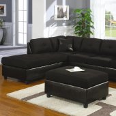 Black Microfiber & Faux Leather Contemporary Sectional Sofa