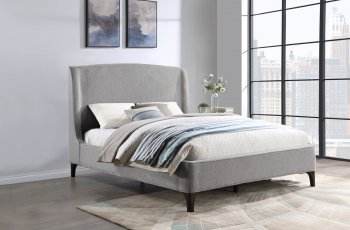 Mosby Upholstered Bed 306021 in Gray Boucle by Coaster [CRB-306021 Mosby]