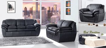 Black Leather Living Room Set [AES-7026LBL]