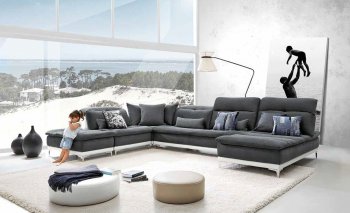 Horizon Sectional Sofa in Grey Fabric & White Leather by VIG [VGSS-Horizon Grey]