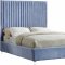 Candace Upholstered Bed in Sky Blue Velvet Fabric by Meridian