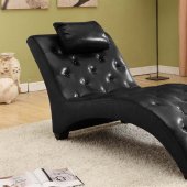 Black Bonded Leather Elegant Modern Chaise Lounger