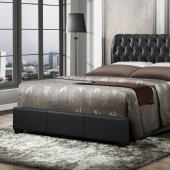 B140 Upholstered Bed in Black Leatherette