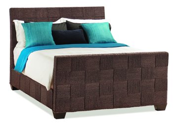 Cappuccino Finish Modern Bed With Sea Grass Weaving Details [LSB-ST MARTIN]