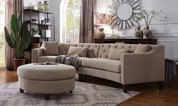 Sarin Sectional Sofa CM6370LG Taupe Linen-Like Fabric w/Options [FASS-CM6370LG Sarin]