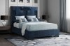 Oscar Upholstered Bed in Navy Blue Velvet by Global