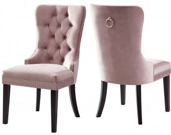 Nikki Dining Chair 740 Set of 2 Pink Velvet Fabric by Meridian [MRDC-740 Nikki Pink]