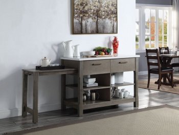 Feivel Kitchen Island w/Pull Out Table DN00307 Rustic Oak - Acme [AMKI-DN00307 Feivel]