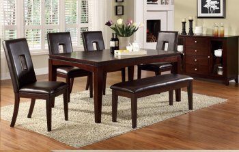 Dark Brown Finish Modern Dining Table w/Optional Items [PXDS-2163]