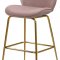 Paris Counter Stool 787 Set of 2 Pink Velvet Fabric by Meridian