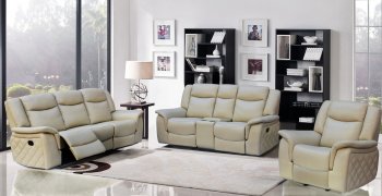 Carly 628 Motion Sofa in Taupe Leather Air w/Optional Items [MRS-628Taupe Carly]