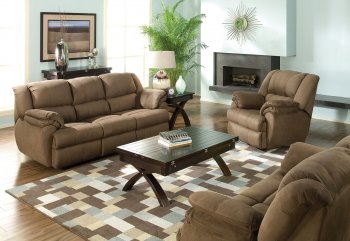 Milky Chocolate Microfiber Living Room w/Reclining Seats [HLS-U770]