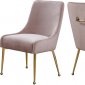 Owen Dining Chair 744 Set of 2 Pink Velvet Fabric by Meridian